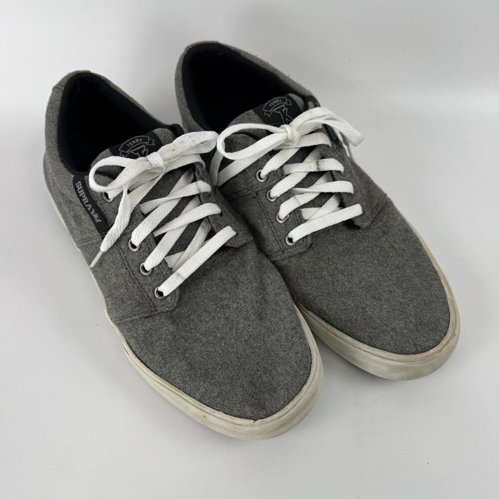 Supra Stacks Men's Gray Terry Kennedy Wool/Canvas Lace Stake Sneakers 11.5 READ!